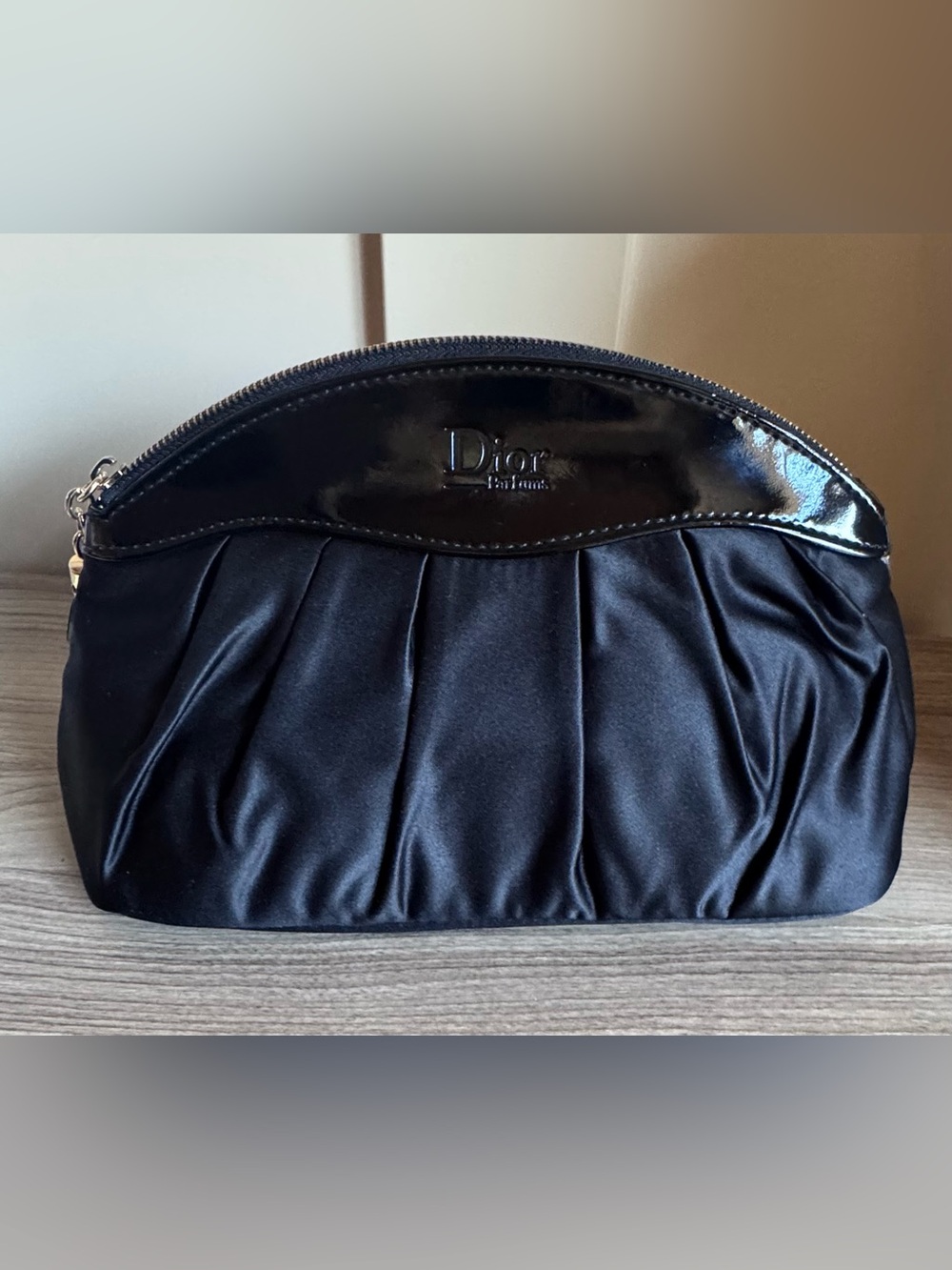 Dior Black Satin and Patent Cosmetic Pouch - Picture 12 of 13
